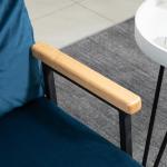 Bäddsoffa Vilstol Blå av Sammet och Trä för Gästrum Hopfällbar Soffa med Sängfunktion och Justerbart Ryggstöd 102 x 73 x 81 cm