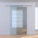 Skjutdörrsset Härdat Säkerhetsglas Rumsdörr med Ränder i Frostat Glas Högkvalitativt Beslag Vändbar Montering 775/900/1025 X 2050 Mm