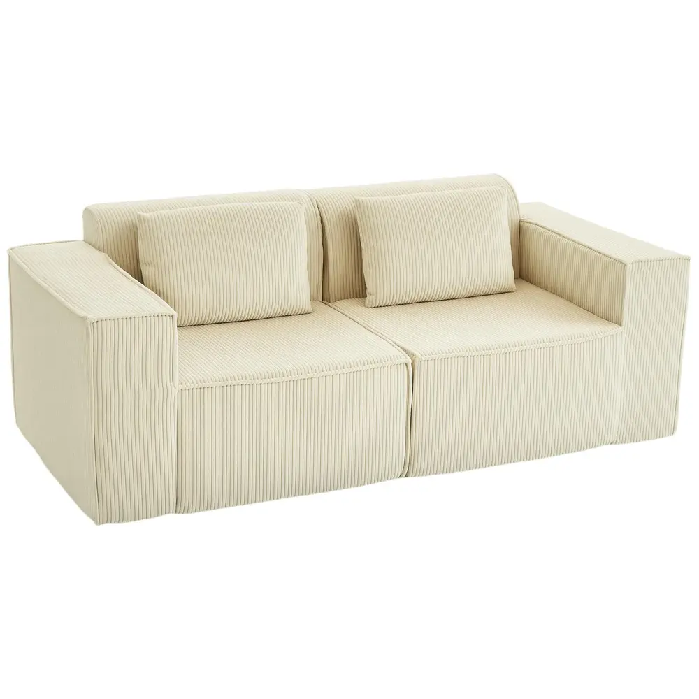Soffa 3 Sits Beige Manchester och Trä Soffa med Breda