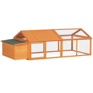 Hönshus med Utegård och Låsbar Dörr för Trädgård Hållbar och Väderbeständig Orange Gran 2,4 x 1,125 x 0,76 m