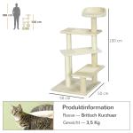 Skrapstolpe upp till 10 Kg Kattträd med Sisalpelare och Husdjurstrappor för Kattälskare Beige 50 X 50 X 100 Cm
