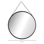 Rund Väggspegel med Upphängning, Dekorativ Spegel med Metallram och Kedja, Elegant Inredning för Hall och Badrum, Svart, 50 cm