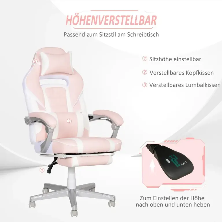 Gamingstol Rosa av Konstläder och Metall