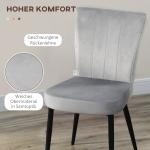 Set med 4 Matstolar, Accentstolar med Velourlook, för Kök och Matsal, Ljusgrå + Svart