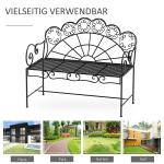 Trädgårdsbänk Svart Metall 2-Sits Soffa med Ryggstöd och Armstöd Rostskyddsbehandlad för Utomhusbruk 107 X 55,5 X 90,5 Cm