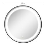 Kleankin Badrumsspegel LED Spegel Svart av Glas och Aluminium för Badrum Rund Spegel med 3 Ljusfärger och Touchfunktion Ø 60 cm