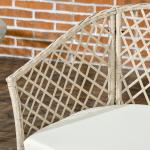 Rattanträdgårdsmöbelset, 2 Stolar och Bord, Härdat Glas, PE-rotting, Sittdynor, Metallram, Khaki