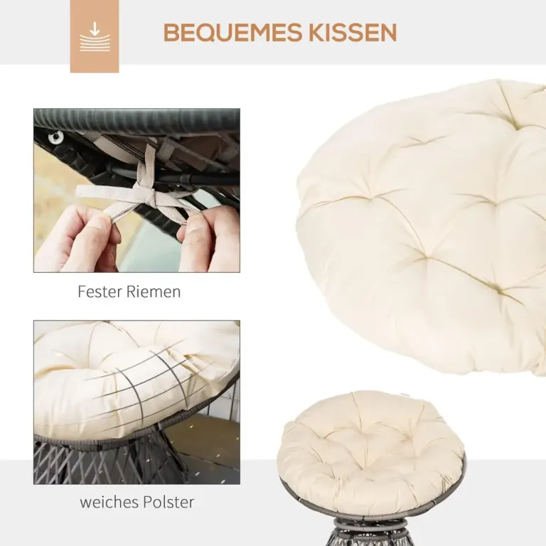 Papasanstol Korgstol med Sittdyna 87 x 97 x 90 cm