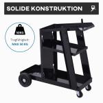 Svetsvagn med 3 Hyllplan, Rullbar Vagn för Svetsmaskin och Gasflaska, Praktisk Förvaring för Verkstad, Svart, 71 x 39 x 70 cm
