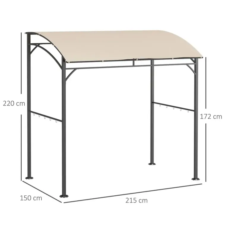 Grillpaviljong med Sidohyllor Grilltält 215 x 150 x 220 cm