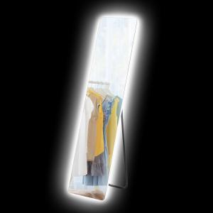 Helfigursspegel Golvspegel Transparent av Glas för Sovrum Stående Spegel med LED Belysning 150 x 40 cm