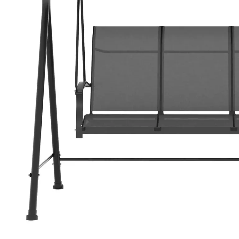 Hammock för Trädgård 3-Sits med Justerbart Tak, Mörkgrå