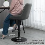 Barstolar Köksstolar Set om 2 Mörkgrå av Konstläder och Metall för Bar och Kök Höjdjusterbar med Ryggstöd