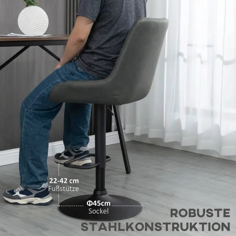 Barstolar Köksstolar Set om 2 Mörkgrå av Konstläder