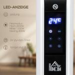 Värmefläkt med LED-Ljus, Elektrisk Kamin med Timer och 3 Värmelägen, Skapar Mysig Stämning, Vit, 60 x 18,5 x 39,5 cm, 2180 W