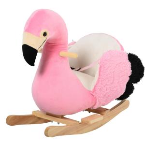 Gungdjur Flamingo Mjuk Plysch Söt Gungleksak med Säkerhetsbälte och Handtag för Små Barn Rosa 60 X 33 X 52 Cm