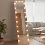 Helkroppsspegel LED Touch Gräddvit Glas för Sovrum med RGB-belysning 21 Lampor Minnesfunktion 150x40 cm