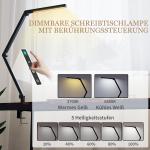 Skrivbordslampa med Klämfäste Svart Metall och Plast för Kontor LED Arbetslampa med Justerbar Arm och Ljusstyrka Ögonvänlig Belysning Modern Design