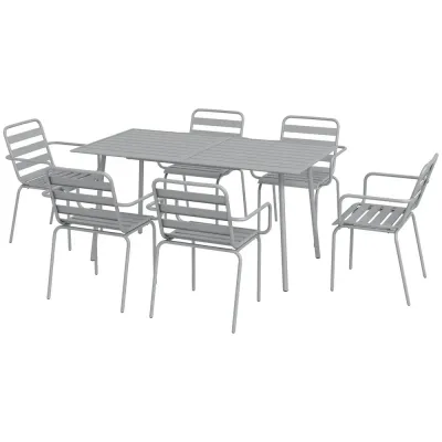 Trädgårdsmöbelset Matgrupp Ljusgrå av Stål Matbord 6