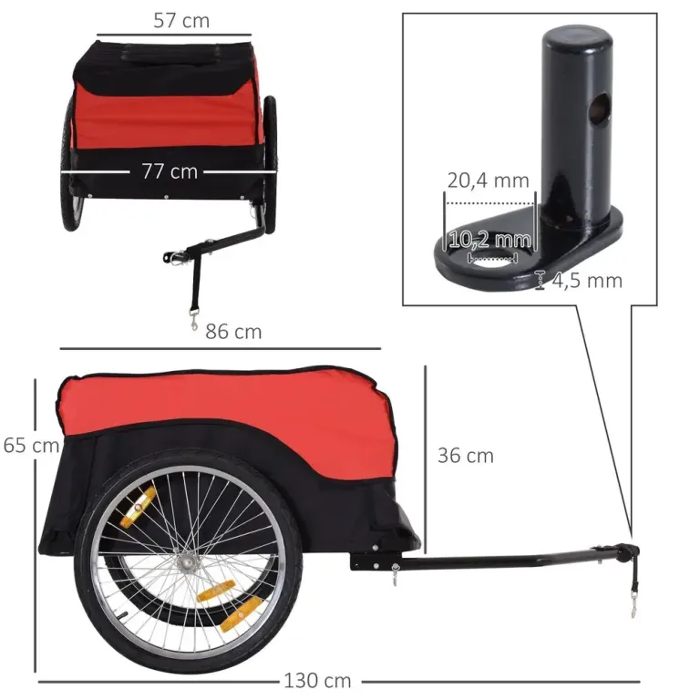 Hopfällbar Cykelvagn och Lastkärra, Röd/Svart