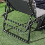 Hopfällbar Solstol Trädgårdsstol Ljusgrå av Stål och Polyester för Trädgård och Avkoppling 5-Stegs Fällbart Ryggstöd Bekväm 189 x 58 x 32,5 cm