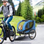 Hundsläp Cykelvagn Blå Svart Oxford Tyg för Hundar och Husdjur med Dragkrok och Nätfönster 130 X 73 X 90 Cm
