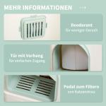 Kattlåda Toalett med Huva Vit Grön av Plast för Katter Hygienisk Design med Deodorant och Spade Lukthämmande Lätt att Rengöra 50 x 40 x 40 cm