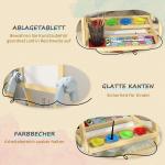 Staffli Barn Dubbelsidig Naturfärgad Trä för Målning Whiteboard och Griffeltavla Höj- och Sänkbar med Pappersrulle Praktisk Hylla