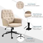 Modern Kontorsstol i Linnetyg, Höj- och Sänkbar Skrivbordsstol med Vippfunktion, Ergonomisk Arbetsstol för Hemmakontoret, Beige, 120 kg