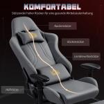 Ergonomisk Gaming Kontorsstol med 3D-armstöd, Justerbar med Svankstöd, Grå