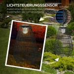Solcellslampa i Trumma-Design, Dekorativ Trädgårdslampa med LED, Vattentät Utomhusbelysning för Balkong, Svart