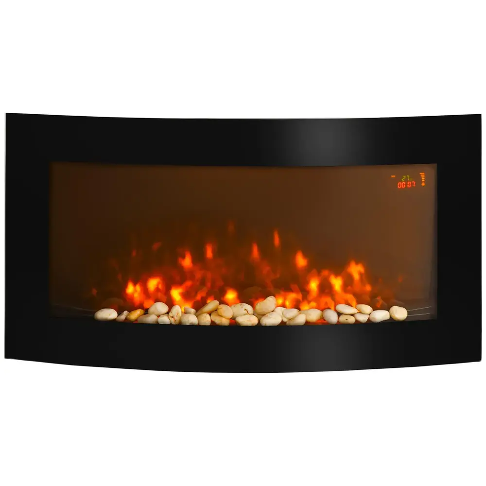 Elkamin Svart för Väggmontering med LED-Flamma 89,2 Cm