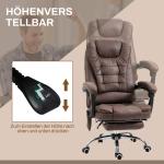 Massagekontorsstol med Ligg- och Värmefunktion, Vridbar, Ergonomisk, upp till 120 kg, Brun