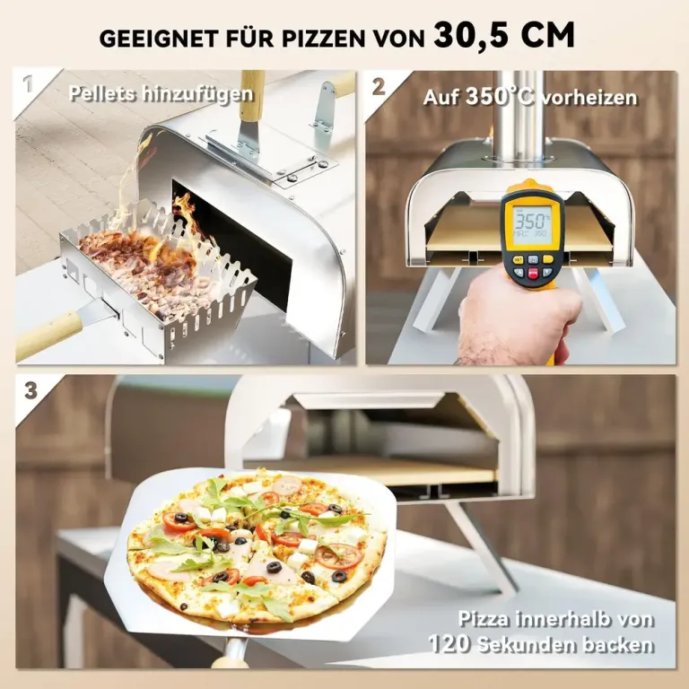 Pizzaugn Vedeldad Silver av Rostfritt Stål Ve