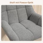 Set med 2 Barstolar, Retrodesign, Höjdjusterbar, Fleece, Grå + Svart