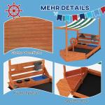 Sandlåda Segelbåt Mud Box Orange av Trä för Barn 3-7 År Stor Sandlåda med Lock och Kök 180 x 103 x 144,5 cm