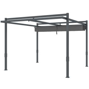 Pergola Trädgårdspaviljong med Skjuttak Grå av Aluminium för Trädgård och Uteplats Stabilt Vintertätt Solskydd 3,5 x 3 m