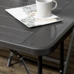 Trädgårdsbord för 6 Personer med Hopfällbar Design och Trälook för Uteplats Stabil och Prisvärd Mörkgrå Plast och Stål 180 x 75,5 x 73 cm