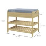 Skobänk Skoställ Natur av Bambu för Hall 2-Våningsbänk med Låda för 4 Par Skor Praktisk Förvaring 55 x 35 x 46 cm
