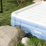 Luftmadrass Campingsäng Ljusblå av PVC för 2 Personer Dubbel Luftbädd med Kudde och Elpump 203 x 152 x 46 cm