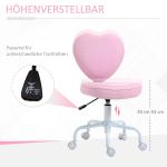 Snurrstol med Hjärtformad Rygg, Söt Skrivbordsstol i Rosa Linnetyg, Justerbar Arbetsstol för Barnrum och Kontor, Rosa, 40 x 50 x 79-89 cm