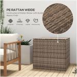 Polyrattan Förvaringslåda med Tyginredning, Metallram, Svart, 75 x 75 x 70 cm