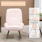 Gungstol Relaxstol Rosa av Sherpa Fleece och Trä för Avkoppling Stoppad Bekväm Gungstol upp till 150 kg 63 x 95 x 97 cm
