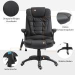 Massagekontorsstol med 6-punkts Vibrationsmassage och Värmefunktion, Vridbar Gamingstol, Konstläder, Svart, 70 x 70 x 111–121 cm