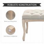 Klädd Sittbänk i Vintage-Stil, Elegant Sängbänk med Träben och Linneöverdrag, Bekväm Sittplats för Sovrum, Beige, 110 x 40 x 48 cm