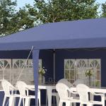 Paviljong Partytält Blå av Oxford Tyg och Stål för Trädgård Hopfällbar Pop Up med Fönster och Sidoväggar UV-skydd 2,95 x 5,85 m