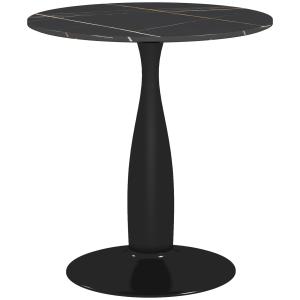 Matbord Köksbord Svart av Stål och MDF för Kök och Matsal Runt Bord för 2 Personer Ø 70 x 74 cm