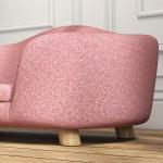 Lyxig Hundsoffa i Rosa Plysch, Elegant Hundbädd med Träben och Ryggficka, Bekväm Sovplats för Små Hundar, Rosa, 70 x 47 x 30 cm