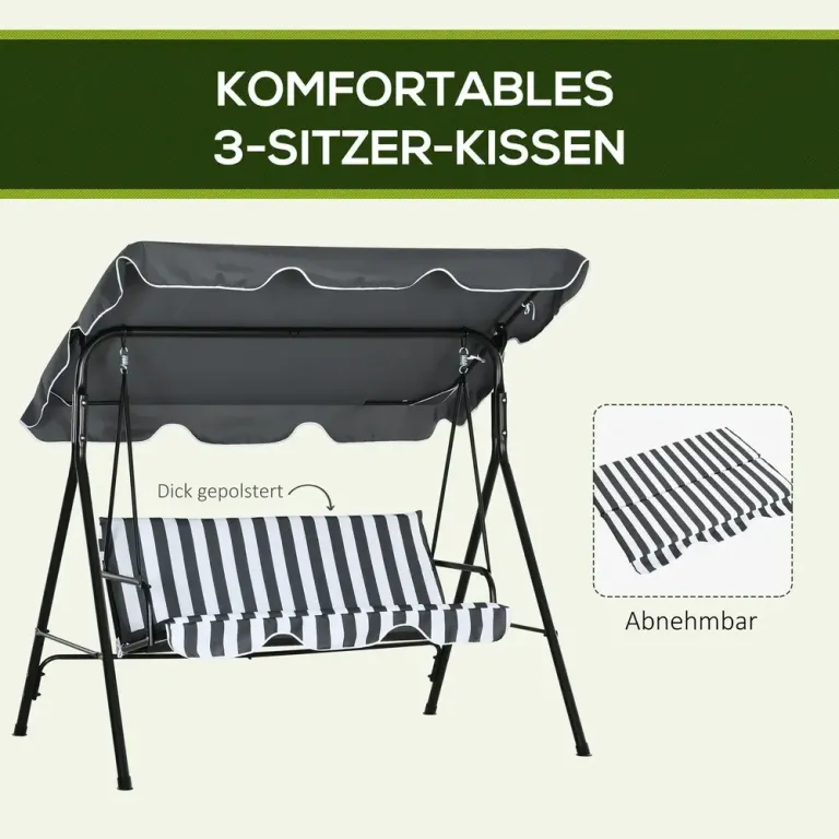 Hammock 3-Sits Grå Vit 172 x 110 x 153 cm