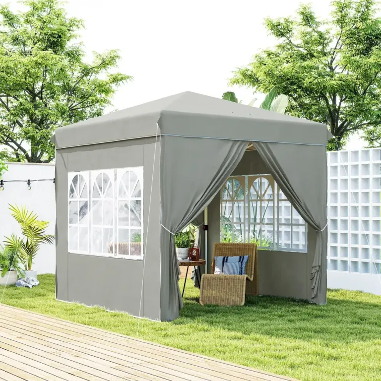 Trädgårdspaviljong Pop-up Partytält Ljusgrå 2,5 x 2,5 m